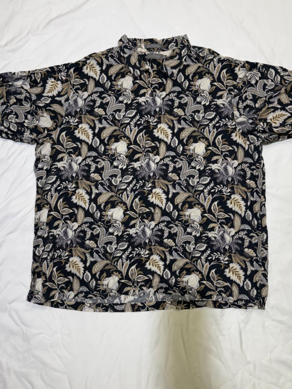 Daniel Cremieux Men's Black Floral Cotton Lyocell Short Sleeve Button Up XXL